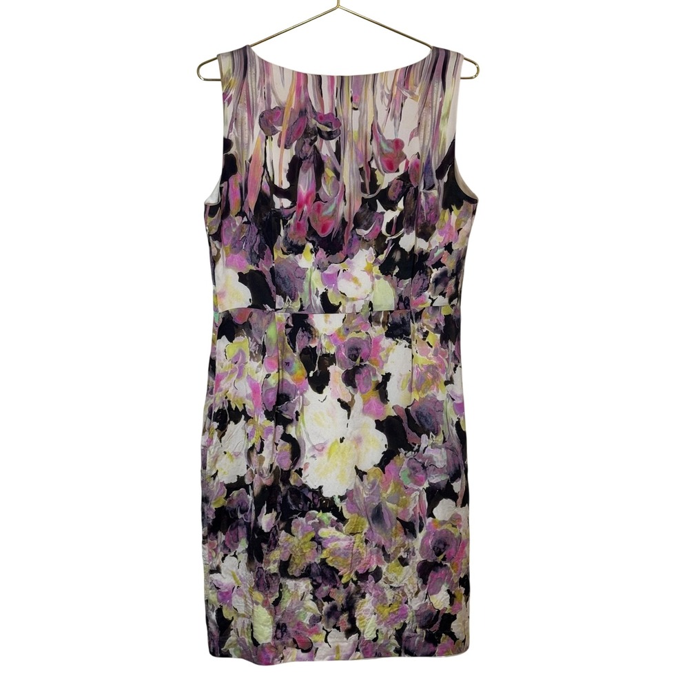 Elie Tahari 100% Silk Watercolor Floral Sheath Dress Womens 10 Sleeveless Lined - Picture 3 of 10